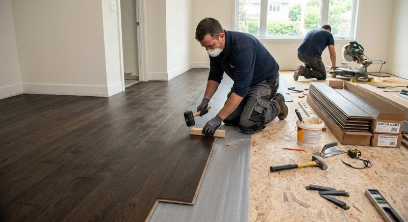 Dark Wood Floor Installation in Monmouth County, NJ